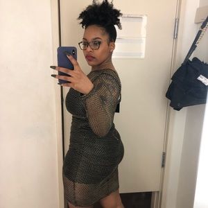 Gold & Black Net Dress